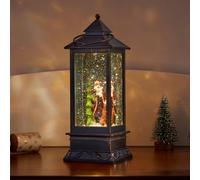 Samuel Alexander 28cm Battery Operated Light up SnowSwirl Santa Christmas Lantern Decoration in White Samuel Alexander White