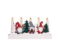 Samuel ALEXANDER 28cm Battery Operated Light up White Wooden Christmas Candle Bridge with Gonk Scene and 5 LEDs