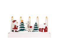 28cm Battery Operated Light up White Wooden Christmas Candle Bridge with Santa Scene and 5 LEDs Samuel Alexander White One Size