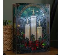 Samuel Alexander 28cm Battery Powered Light up Glass Christmas Decoration with Candles & Warm White LEDs