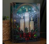 Samuel Alexander 28cm Battery Powered Light up Glass Christmas Decoration with Candles & Warm White LEDs