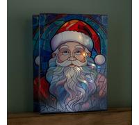 Samuel Alexander 28cm Battery Powered Light up Glass Christmas Decoration with Santa & Warm White LEDs