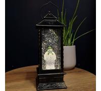 Samuel Alexander 28Cm Dual Power Led Christmas Glitter Water Spinner Rustic Lantern The Snowman & The Snow Dog™ Scene