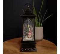 Samuel Alexander 28cm LED Christmas Glitter Water Spinner Antique Lantern Snowy Gonk Scene in Black Samuel Alexander Black