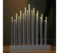 29cm Tall Battery Operated Candle Bridge with 6 Hour Timer & 17 LEDs - Silver