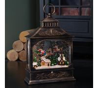 Samuel Alexander 29cm Battery Powered Light up Flying Santa Christmas Water Spinner Lantern with LEDs in Brown Samuel Alexander Brown