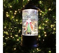 Samuel Alexander 29Cm Dual Power Led Christmas Glitter Water Spinner Black Lantern Santa & Reindeer Scene