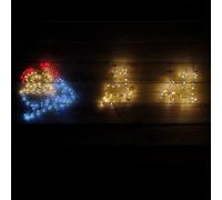 Samuel Alexander 2D LED Sleigh & Reindeer Silhouette Christmas Decoration in Red, Ice White & Warm White in Beige Samuel Alexander Beige