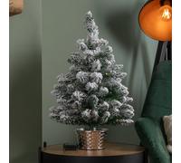 Samuel Alexander 2Ft (60Cm) Battery Operated Snow Flocked Mini Christmas Tree In Silver Pot With Warm White Leds