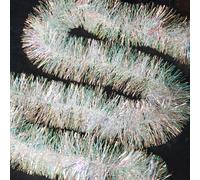 Samuel Alexander 2m x 12cm White Fine Cut Iridescent Christmas Tinsel Garland in Silver | Size: 2m x 12 cm Samuel Alexander Silver 2m x 12 cm