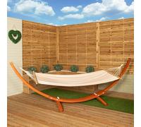 Samuel Alexander 3.10m x 1.2m Palermo Freestanding Garden Hammock with Larch Wood Arc Stand in Cream