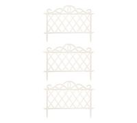 3 Pack Of Plastic White Garden Border Lawn Patio Flower Bed Fences - Cream
