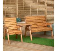 Samuel Alexander 3 Seater Chunky Rustic Wooden Furniture Set With Straight Tray