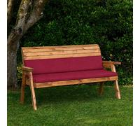 Samuel Alexander 3 Seater Wooden Bench & Waterproof Burgundy Cushions - Flat Packed Samuel Alexander Burgundy