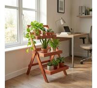 Samuel Alexander 3 Tier Wooden Foldable Indoor Plant Stand Display Shelf