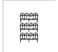 Samuel Alexander 3 x 23cm 4 Piece Black Ornate Garden Border Fence Edging | Size: 3 x 23 cm Samuel Alexander Black 3 x 23 cm