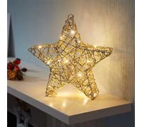 Samuel Alexander 30Cm Battery Operated Gold Weave Wonder Starlet Christmas Star With Leds