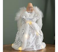 Samuel Alexander 30cm Battery Powered Light up Christmas Angel Tree Topper with LEDs in White Samuel Alexander White