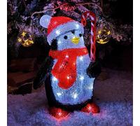Samuel Alexander 30Cm Led Soft Acrylic Penguin With Candy Cane Christmas Decoration