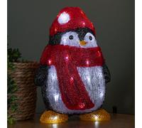 Samuel Alexander 30Cm Light Up Acrylic Christmas Penguin With Scarf And 30 White Leds