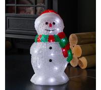 Samuel Alexander 30Cm Light Up Acrylic Christmas Snowman In Red And Green Scarf With White Leds