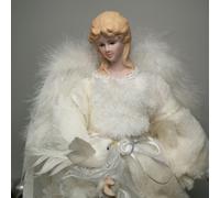 Samuel Alexander 30cm Premier Christmas Tree Topper Angel Decoration Holding Dove in White