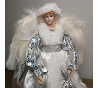 Samuel Alexander 30cm Premier Christmas Tree Topper Angel Decoration in White & Silver Samuel Alexander White