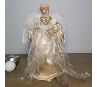 Samuel Alexander 30cm Premier Christmas Tree Topper Angel Decoration with Feather Wings in Gold