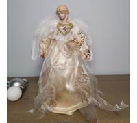 Samuel Alexander 30cm Premier Christmas Tree Topper Angel Decoration with Feather Wings in Gold Samuel Alexander Gold