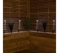 Samuel ALEXANDER 30cm Set of 4 Light up Silver Spiral Shaped Christmas Tree Garden Path Lights with 200 White LEDs