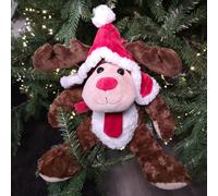 Samuel Alexander 30cm Sitting Plush Christmas Reindeer with Red Hat & Scarf in Brown Samuel Alexander Brown