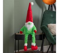 Samuel Alexander 30Cm Soft Green Fur Christmas Sitting Gronk Decoration With Dangly Legs