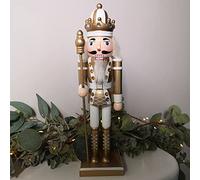 Samuel ALEXANDER 30cm Wooden Christmas Nutcracker Soldier Decoration with Gold Body and Shoes