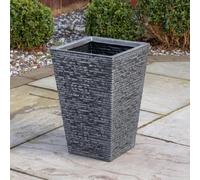 Samuel Alexander 30cm x 45cm Large Square Plastic Slate Effect Garden Planter in Dark Grey