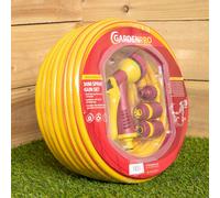Samuel Alexander 30m Yellow Reinforced Kink Resistant Garden Patio Hose Pipe with Spray Gun Set