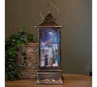 Samuel Alexander 31Cm Dual Powered Light Up Glitter Christmas Water Spinner With Cat & Dog Scene