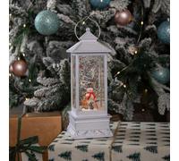 Samuel Alexander 31Cm Dual Powered Light Up Glitter Christmas Water Spinner With Snowman Scene