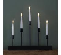 32cm Battery Operated Light up Black Metal Christmas Candlebridge with 5 Warm White LEDs