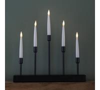 Samuel Alexander 32cm Battery Operated Light up Black Metal Christmas Candlebridge with 5 Warm White LEDs