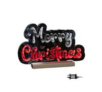Samuel ALEXANDER 32cm Infinity Merry Christmas on Wooden Base with Red and White LEDs