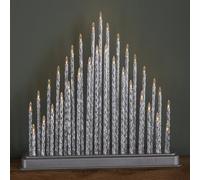 Samuel Alexander 33Cm Battery Operated Silver Light Up Christmas Candle Bridge With 33 Warm White Leds