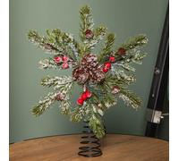 Samuel Alexander 33Cm Christmas Tree Topper With Pinecones, Red Berries And Frosted Seasonal Foliage