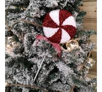 Samuel Alexander 33cm Red and White Swirl Glitter Candy Cane Lollipop Christmas Decoration with Stem