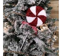 Samuel Alexander 33Cm Red And White Swirl Glitter Candy Cane Lollipop Christmas Decoration With Stem