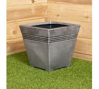Samuel Alexander 33Cm Square Milano Plastic Grey Pewter Effect Garden Patio Plant Pot