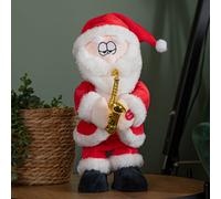 Samuel Alexander 35Cm Battery Operated Animated Dancing Santa With Saxophone Christmas Decoration