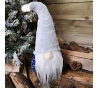 Samuel Alexander 35Cm Festive Christmas Sitting Light Up Lit Gonk With Grey Hat And Blue Body