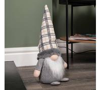 Samuel Alexander 35cm Grey Standing Christmas Gonk Decoration with Tartan Hat Samuel Alexander Grey