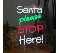 35cm Light up Santa Please Stop Here Neon Christmas Sign