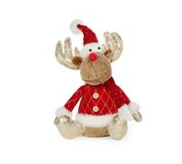 Samuel Alexander 35cm Sitting Plush Golden Prancer Christmas Reindeer Decoration